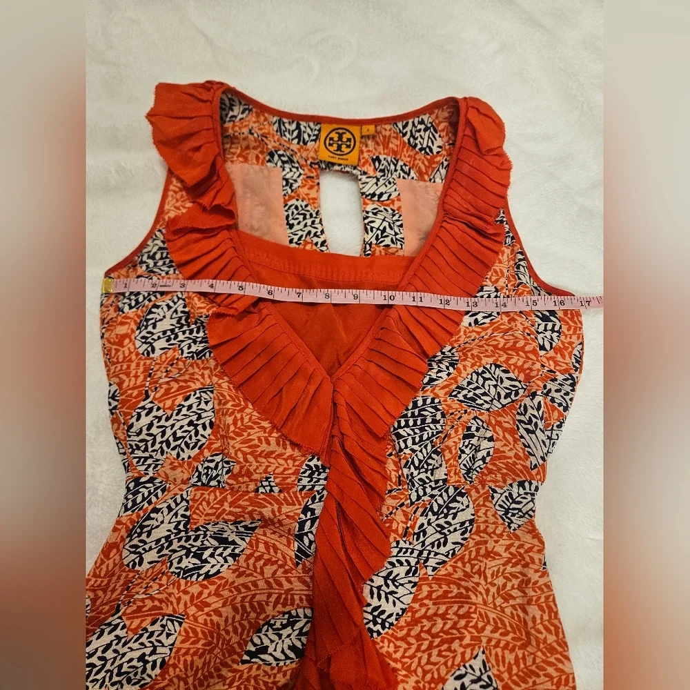 Tory Burch Janetta Silk Ruffle Pleated Dress,Mermaid Hem Size 0 - Picture 8 of 11